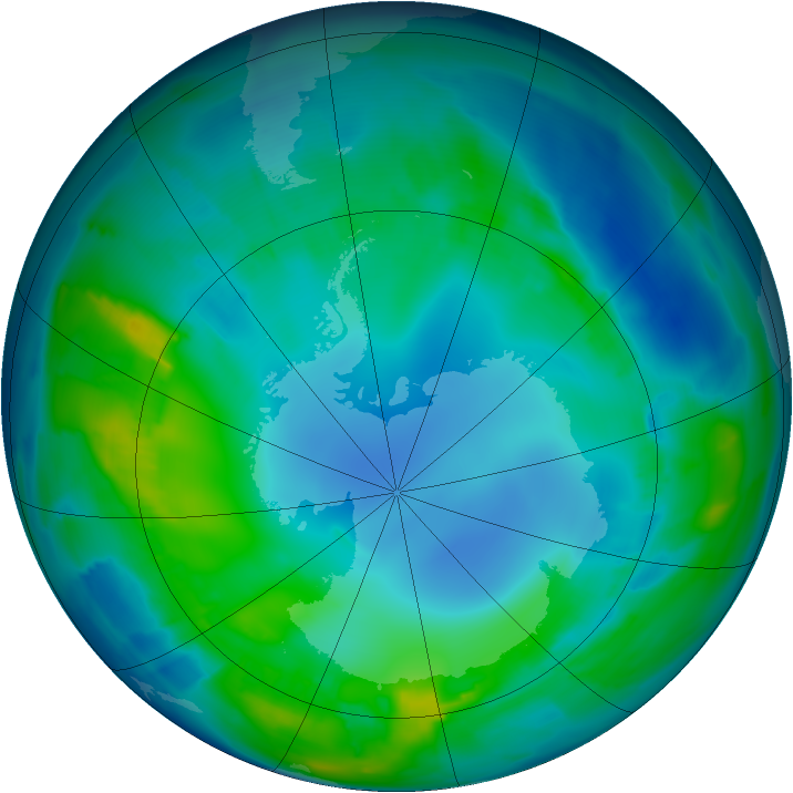 Antarctic ozone map for 06 May 2015